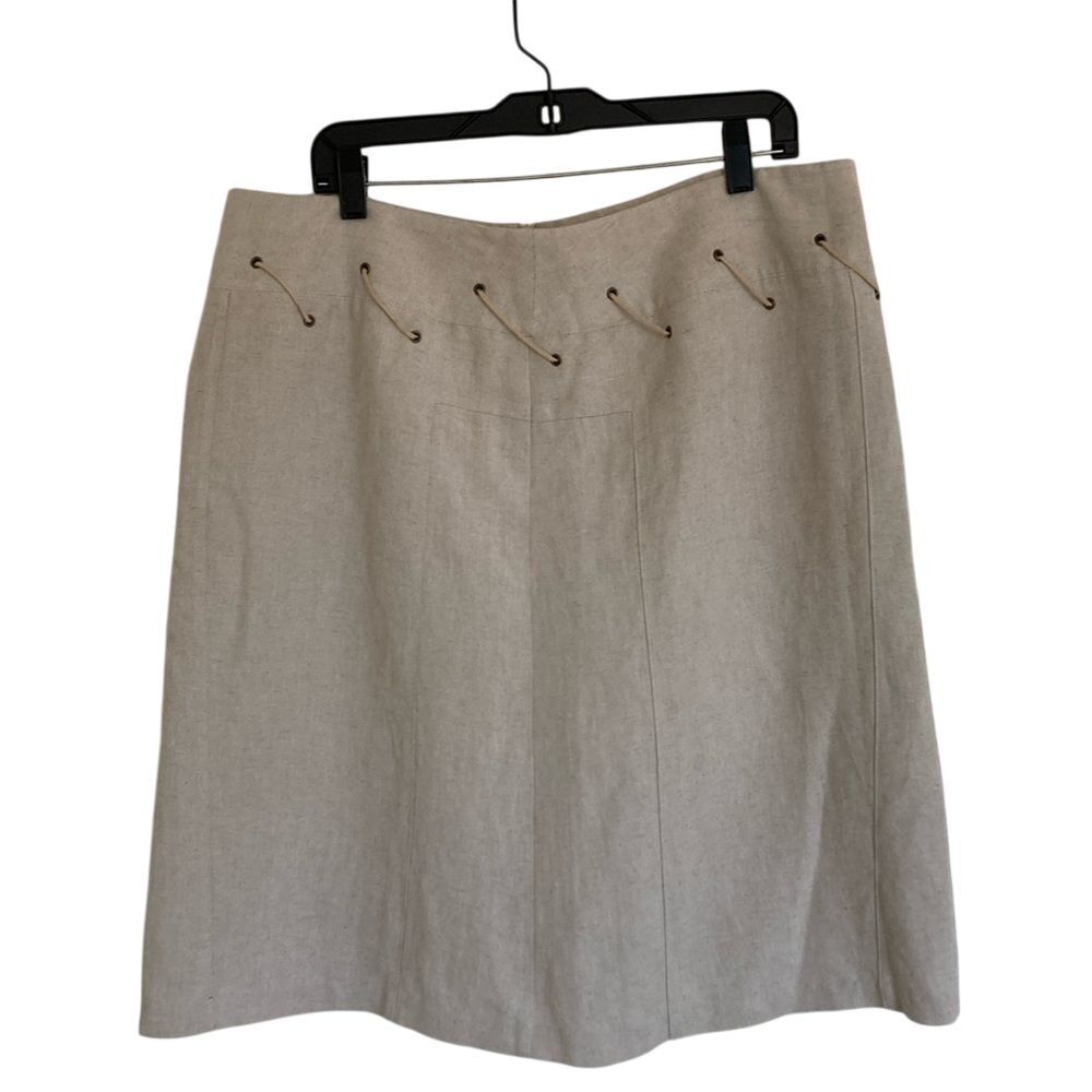 Harve Bernard A Line Knee Length Linen Blend Skirt Womens Size 16 Tan Classic